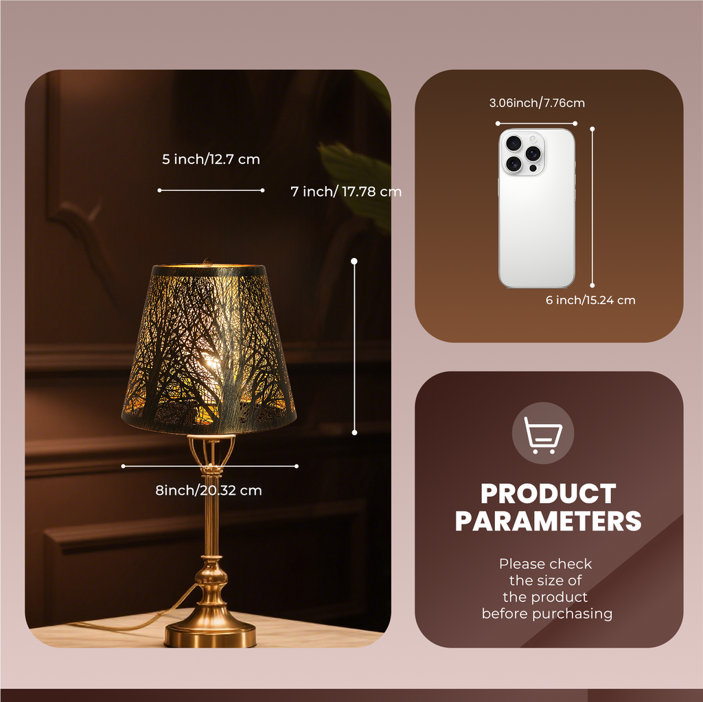 Clip-On Etched Forest Lampshade – 5×8×7 Inch