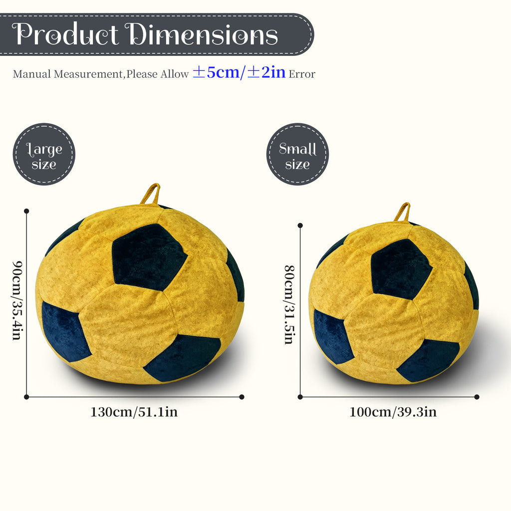 AEELLEEA Soccer Ball Bean Bag Chair for Adults, Oversized Foam Lounge Chair, Soft Flannel Floor Gaming Chair, Yellow and Blue