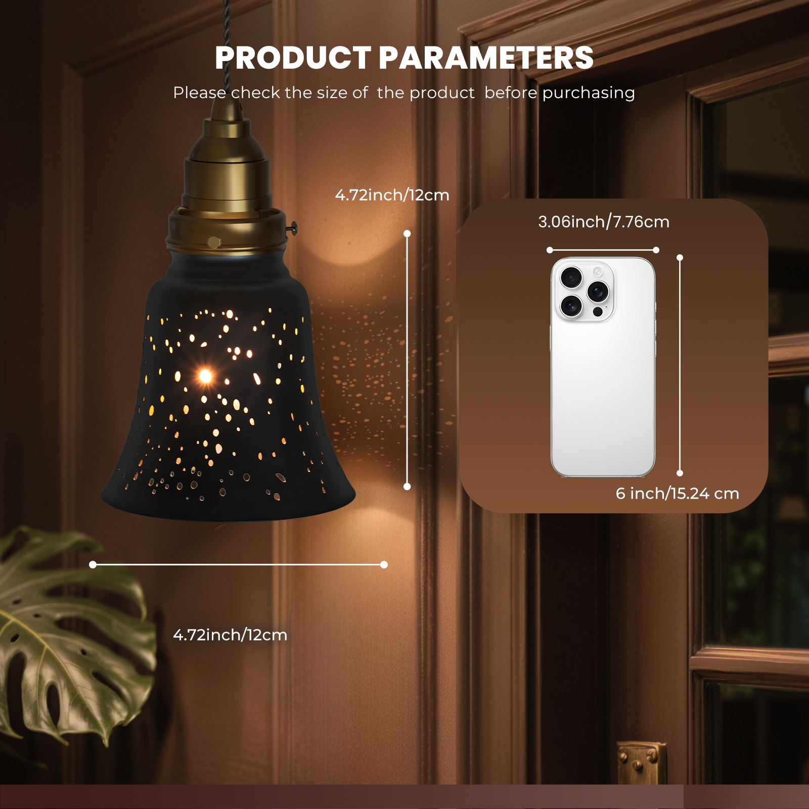 Globes Shades 3-Pack Starlight Etched Metal Lamp Shade Black Gold  4.72" for Pendant, Sconce, Ceiling Fan