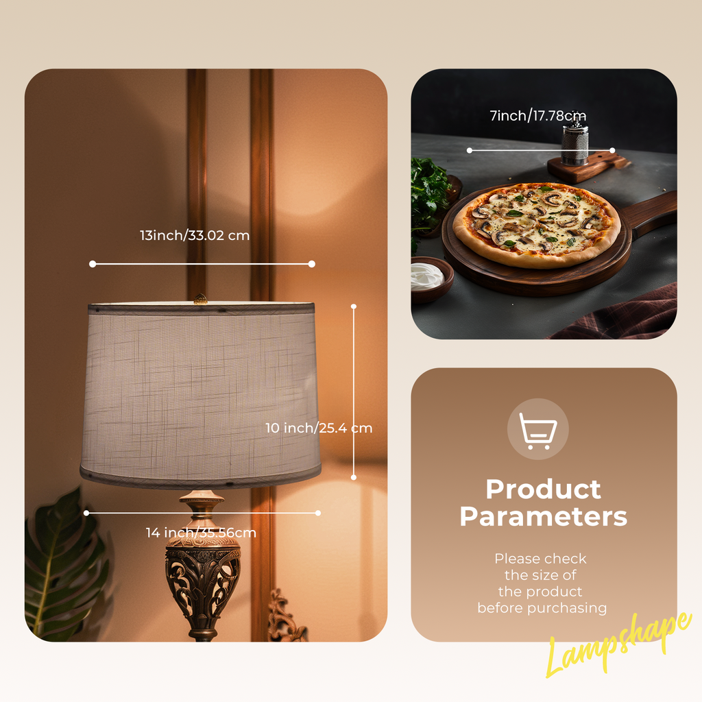 ALUCSET 2 Pack White Linen Drum Lampshade, 13x14x10 Inch Fabric Replacement Cover for Table Floor Pendant Lamp