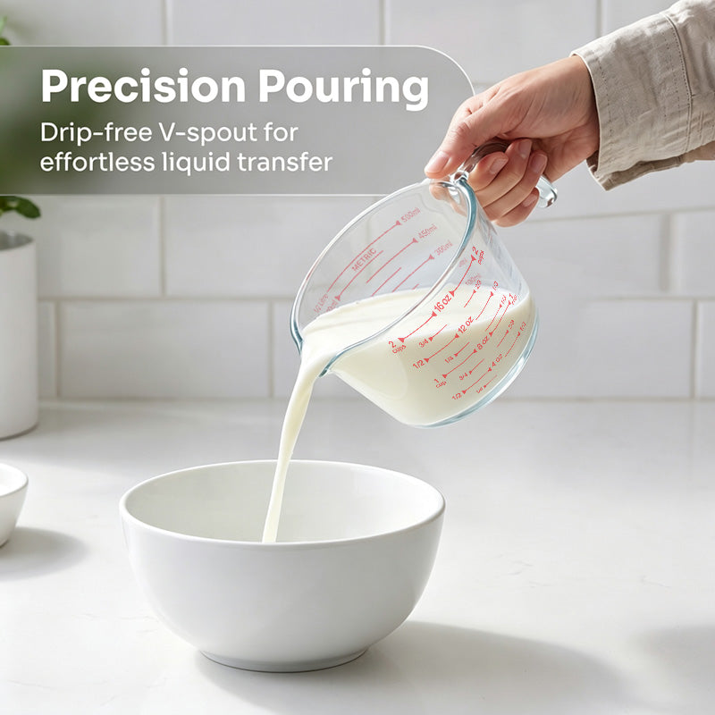 3-Piece Glass Measuring Cups Set, 8 oz 16 oz & 32 oz Liquid Measuring Cups, Clear Glass with Easy-Read Markings, Dishwasher, Oven & Microwave Safe