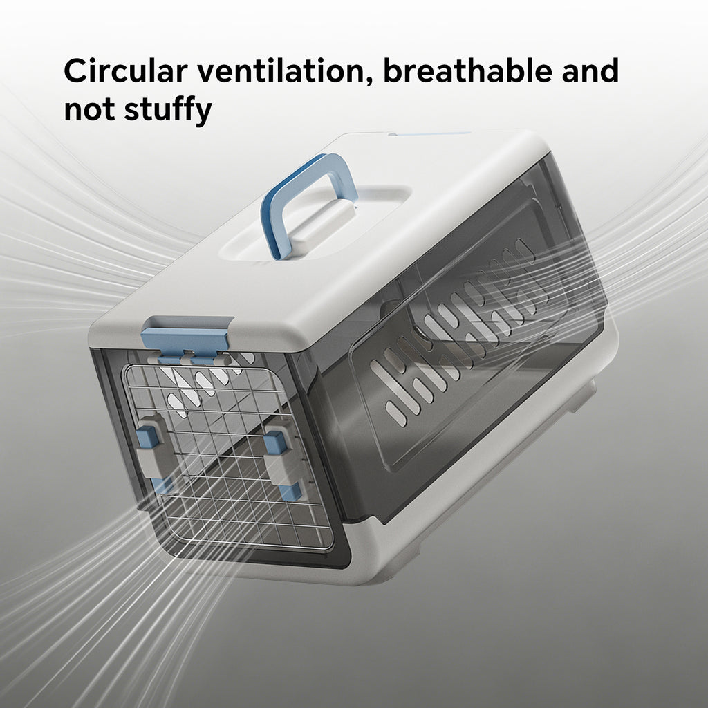 Portable Outdoor Cat Enclosure with Metal Wire Ventilation, Hard-Sided Pet Travel Kennel Carrier for Cats, Puppies, Rabbits and Small Animals