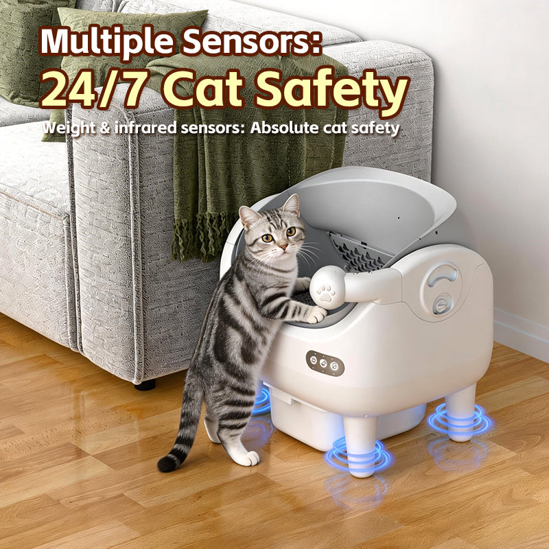 Aeelleea Smart Self-Cleaning Cat Litter Box Open-Top Deodorizing App Control Multi-Cat