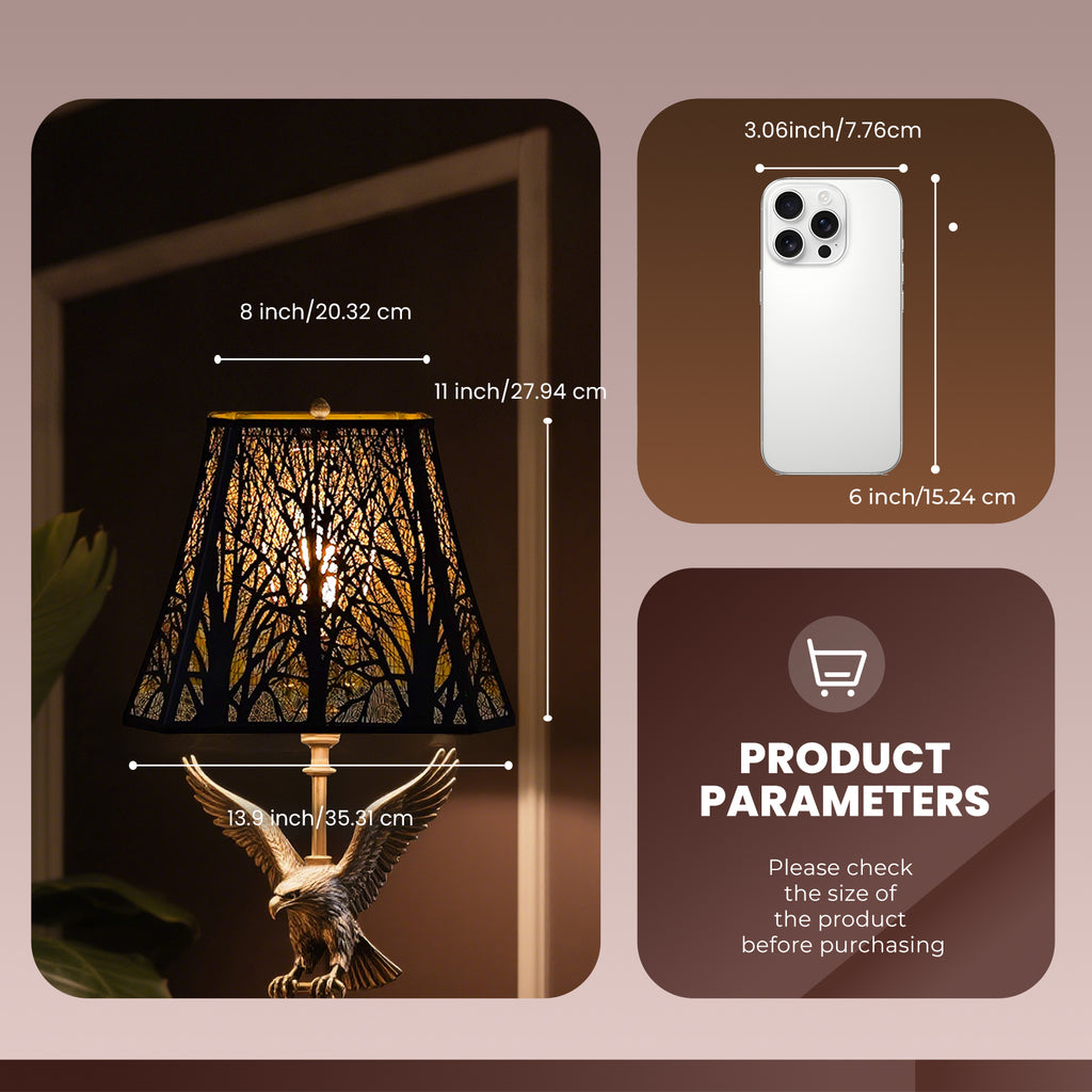 Rectangular Etched Forest Lampshade – 8×13.9×11 Inch
