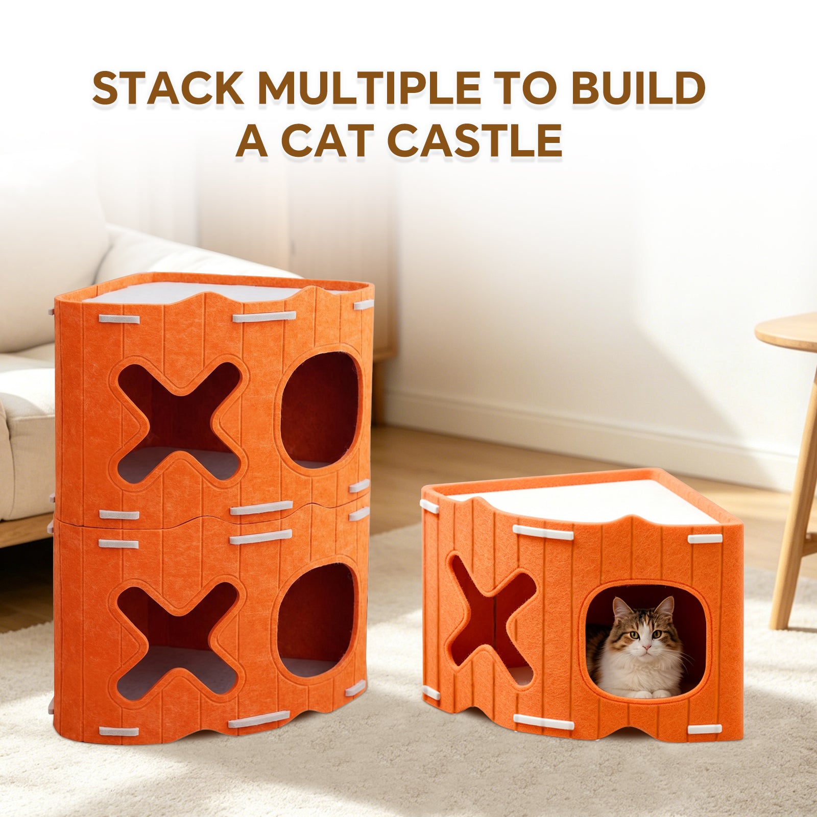 Warm Wool Cat Cave, Comfortable Pet Nest, Soft Cushion with Durable Felt, Double Opening Pets Bed for Indoor Outdoor Use, House with Trendy Design, Pet Shelter for Bedroom Living Room