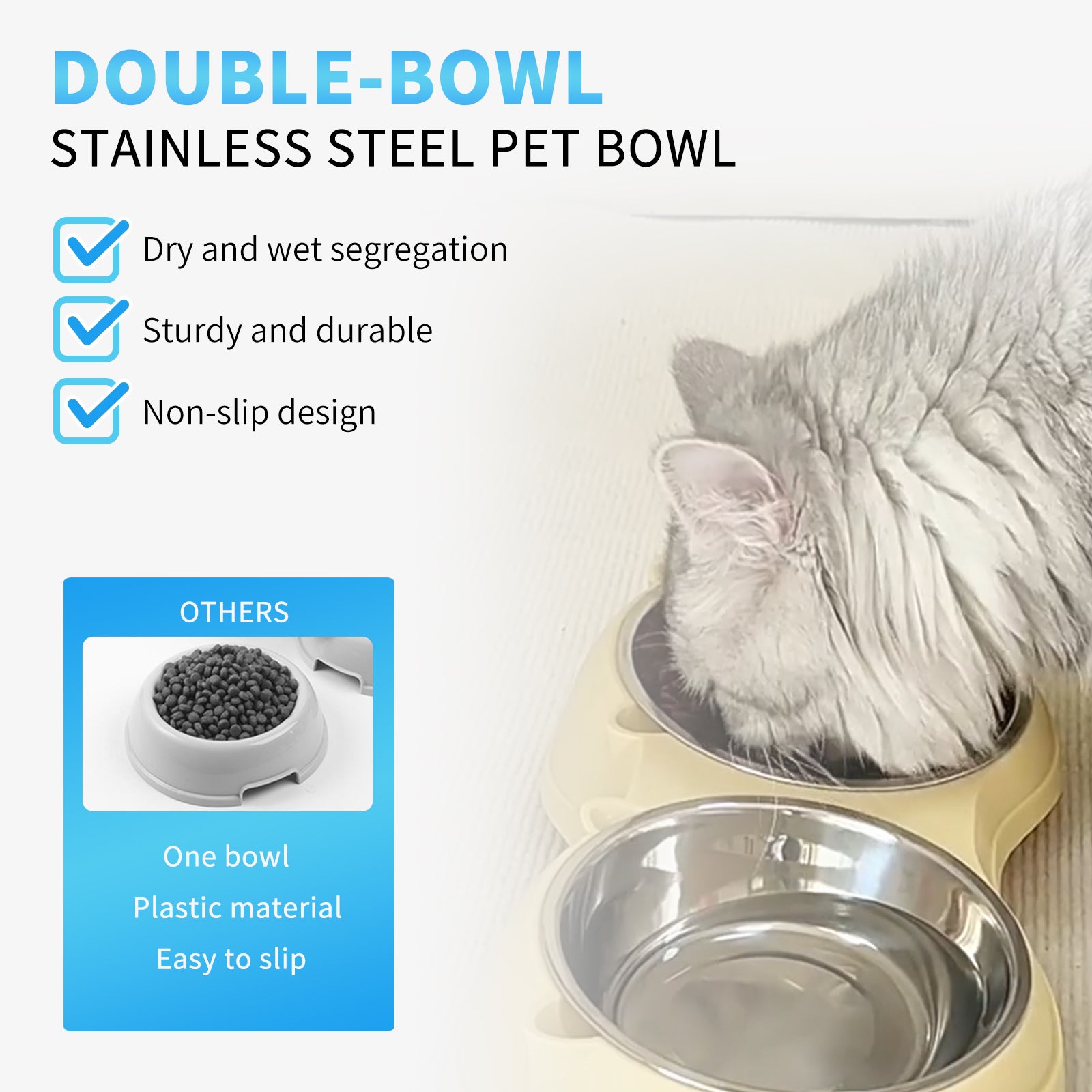 Elevated cat Food Bowl, Spill-Proof pet Bowl, Double-Layer cat Food Bowl