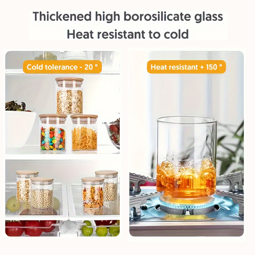12 Pack Glass Jars Set, Food Storage Containers With Bamboo Lids, Meal Prep Containers For Home Kitchen, Organizer For Snack, Spice, Herb, Cereal