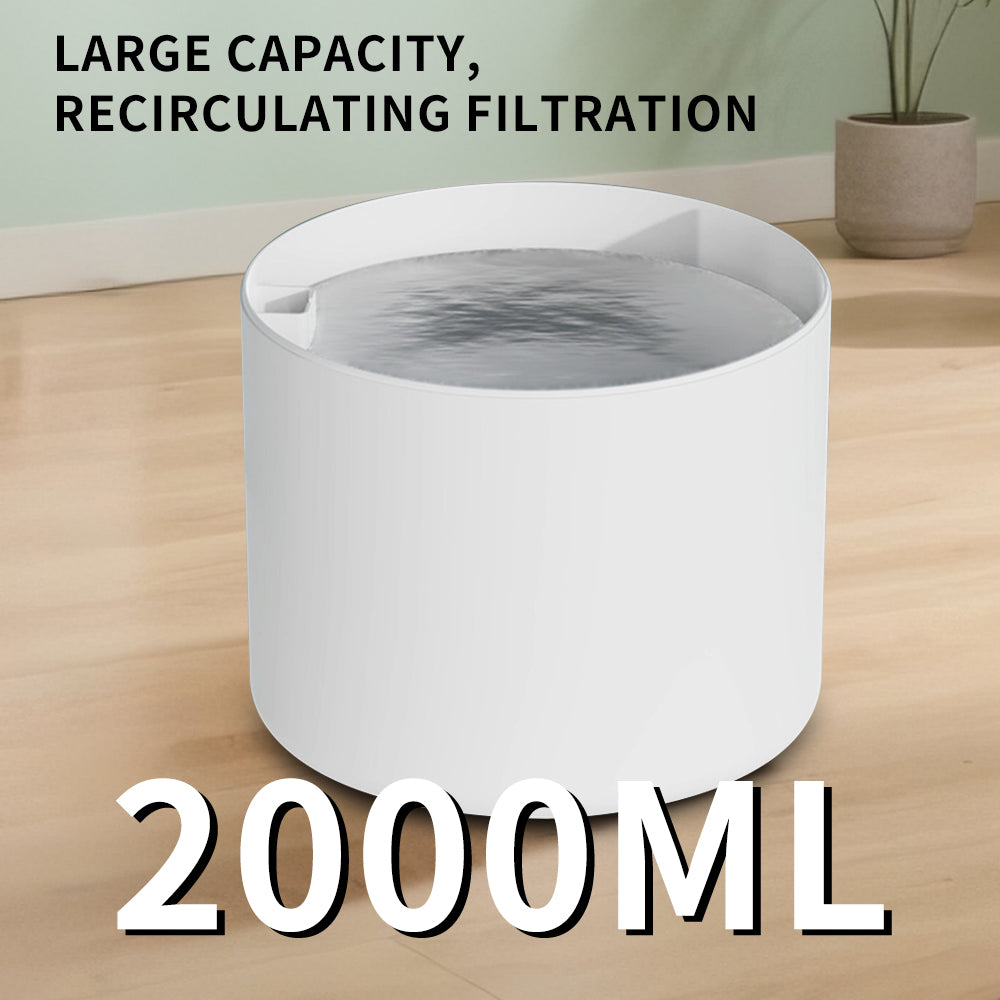 Circulating Cat Water Fountain – Ultra-Quiet Drinking Dispenser with Ripple Basin, Designed to Increase Hydration for Cats & Small Animals (2000ML)