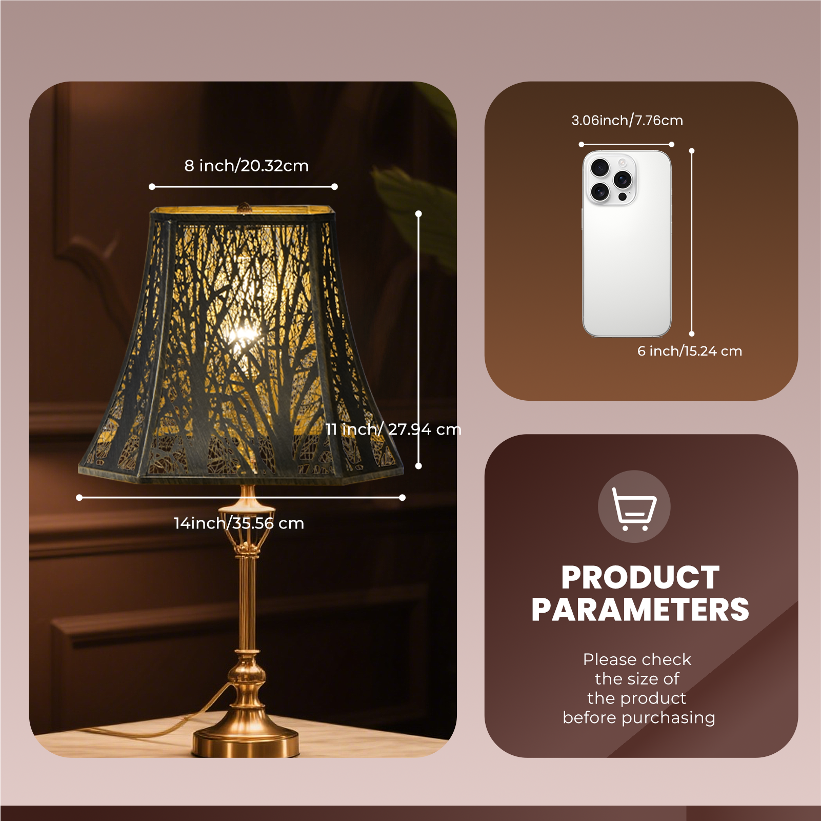 Square Bell Forest Lampshade – 8×14×11 Inch