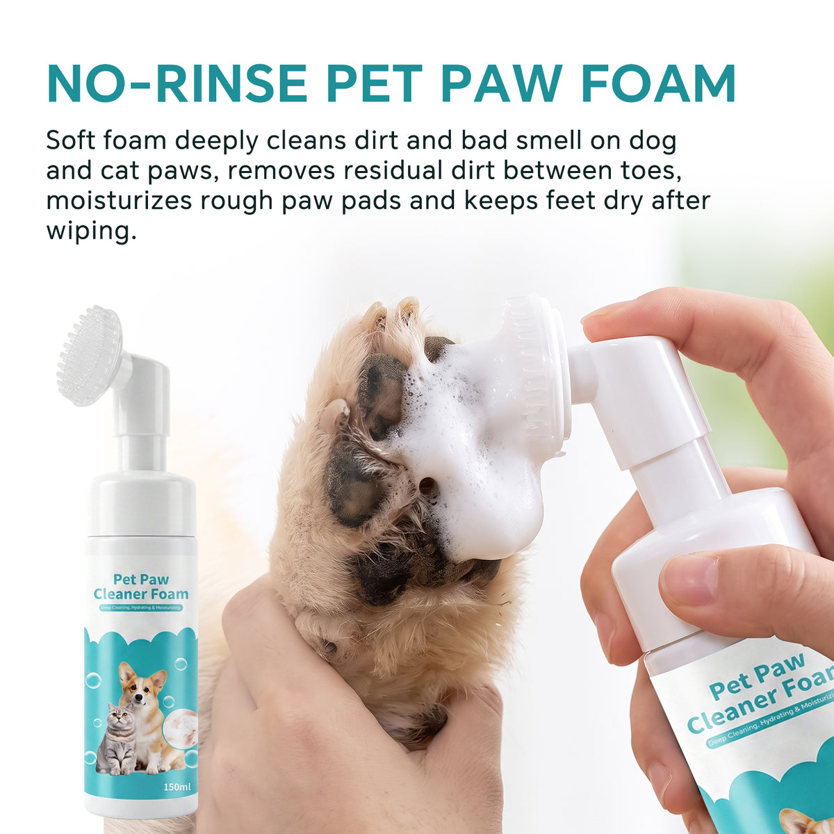 Pet Cleaning Kit 6-in-1, Includes Pet Glove Wipes, Eye Wipes, Teeth Finger Wipes, Ear Drops, Deodorizing Spray & Paw Cleaner Foam for Dogs and Cats