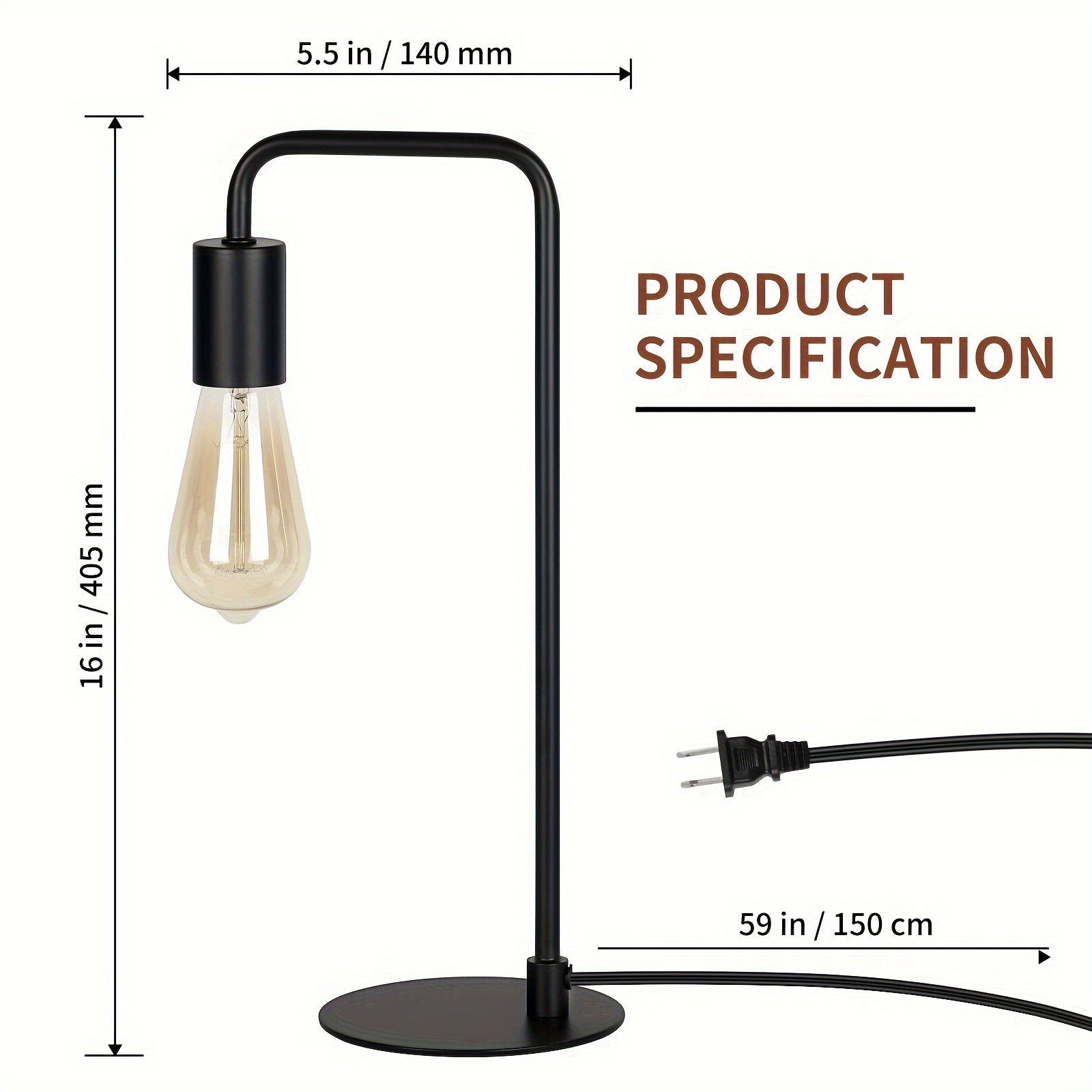 2 Sets Black Edison Table Lamps - Industrial Bedside Lamps for Bedroom, Living Room & Dorm - Compact Metal Lamps for Reading, Nightstand & Vanity