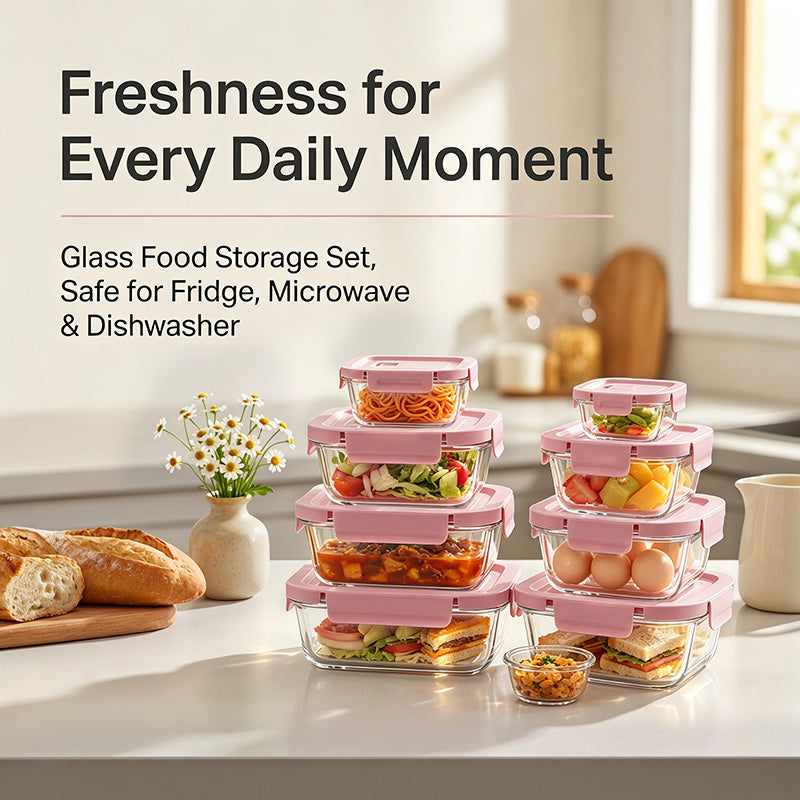 8 Pack Glass Food Storage Containers with Lids
