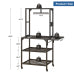 Storage Shelf 5 Tier, Black Metal Utility Rack with Hanging Bar, Industrial Multi Shelf Organizer for Garage Kitchen Laundry
