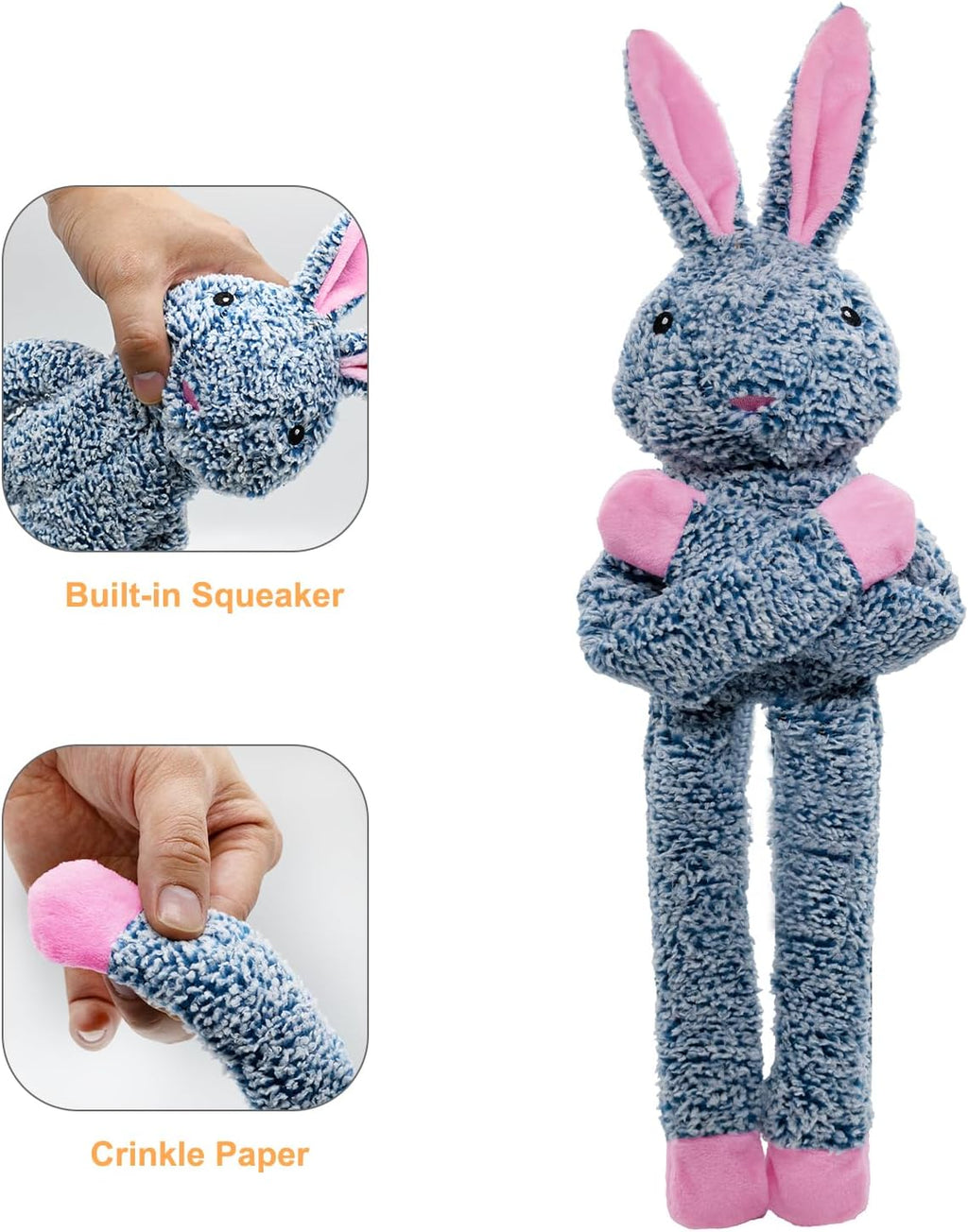 No Stuffing Dog Toys for Large Dogs, 5 Pack Squeaky Crinkle Interactive Dog Animals, Plush Teething Toys to Keep Them Busy, Cute Funny Dogs Gifts for Small Medium Large Breed