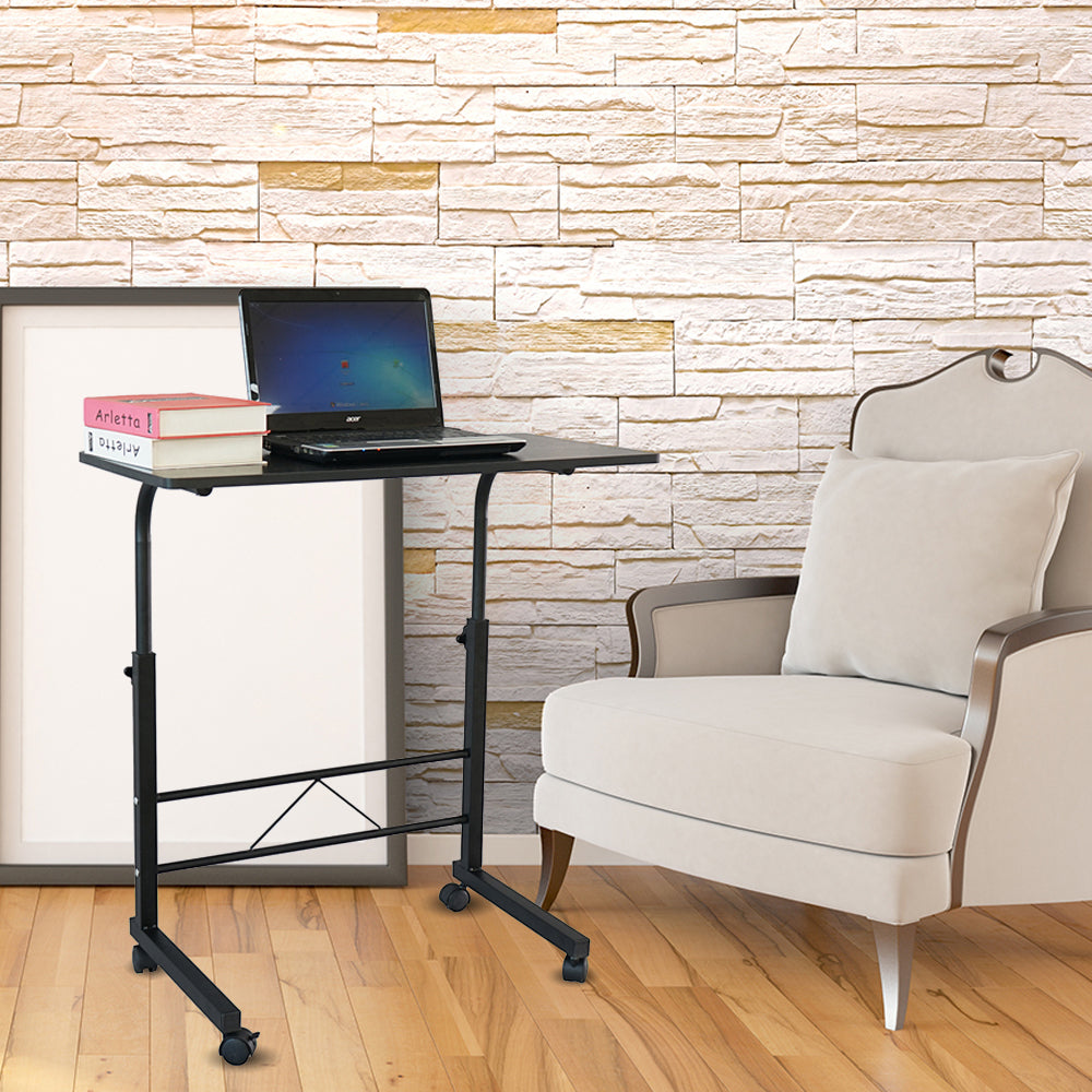 AEELLEEA-Adjustable Height Side Table, Detachable Chipboard Steel End Table, Black Versatile Accent Table