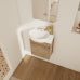 16 Inch Bathroom Vanity with Sink, Small Wood Tone Bathroom Cabinet with Ceramic Basin, Soft Close Door