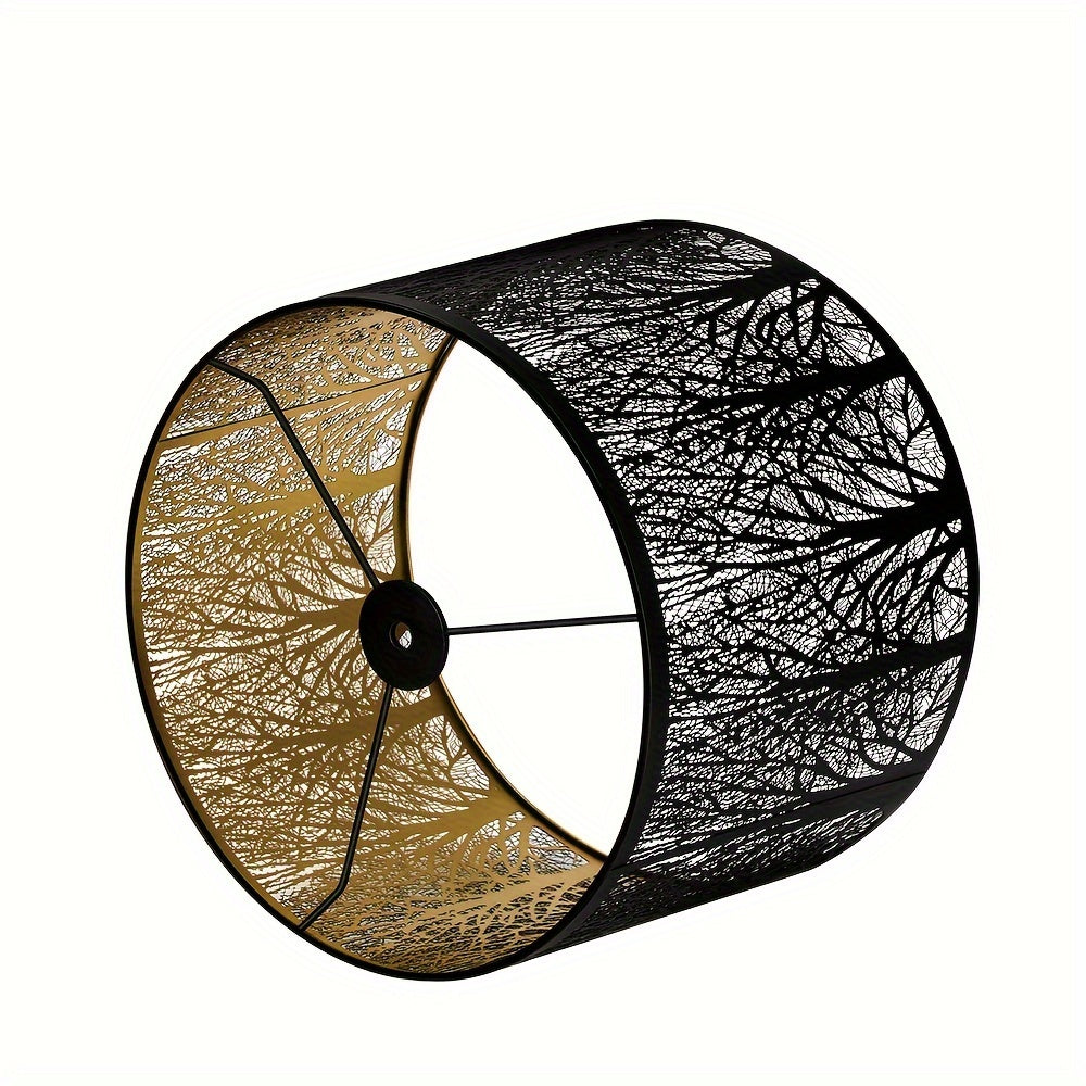 Forest Pattern Drum Lamp Shades Set of 2 – 10" Top x 12" Bottom x 8" High, Natural Replacement Shades for Table Lamps