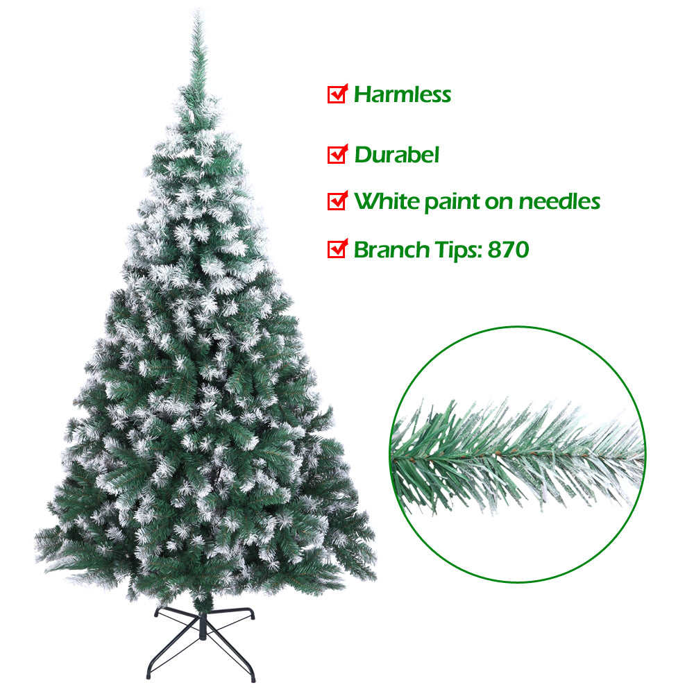 AEELLEEA- 7FT Unlit Full Artificial Christmas Pine Tree, PVC Holiday Xmas Tree with Metal Stand, Realistic Branches