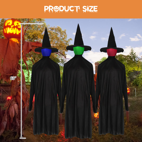 3‑Pack Black Hand‑Held Screaming Witch Halloween Decor, Sound‑Activated Sensor with Lights for Home Yard & Holiday Party Display
