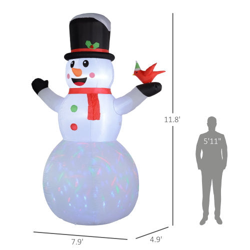 AEELLEEA 11.8FT Christmas Inflatable Snowman with Cardinal, Built-In LED Lights, Outdoor Yard Holiday Decoration