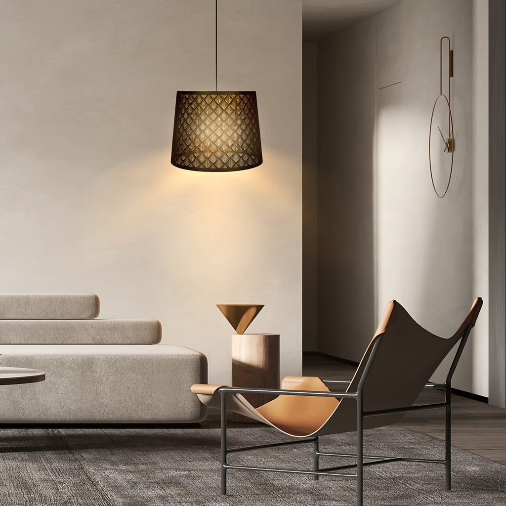 ALUCSET 2 Pack Black Gold Drum Lamp Shades, Geometric Cutout Universal Fit for Table & Floor Lamps
