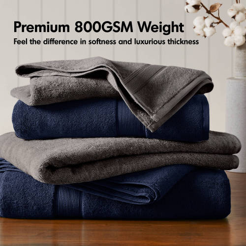 8-Piece Ultra-Soft 100% Cotton Absorbent Towel Set, Charcoal