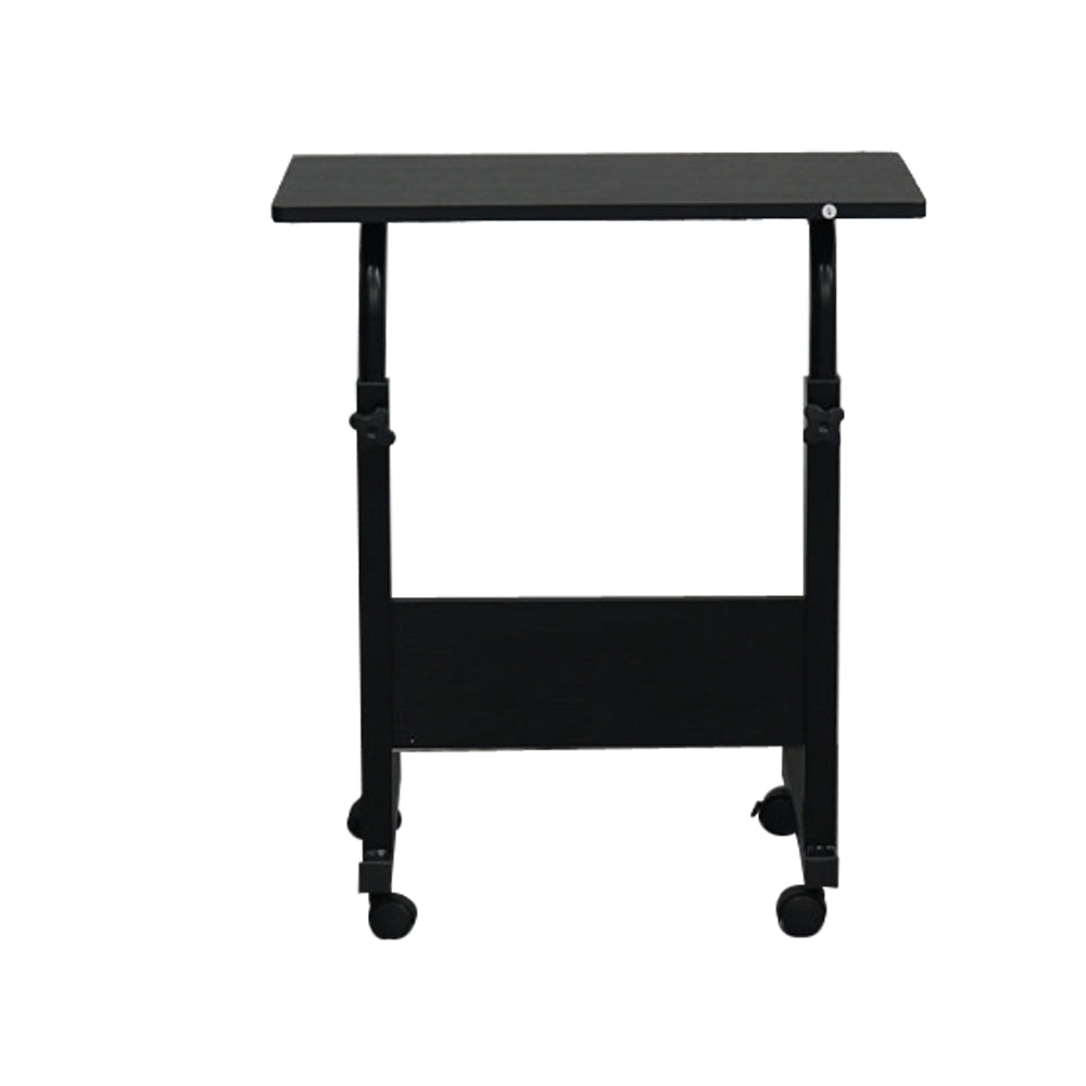 AEELLEEA-Adjustable Height Mobile Side Table with Baffle, Rolling Chipboard Steel End Table, Portable Removable Small Desk