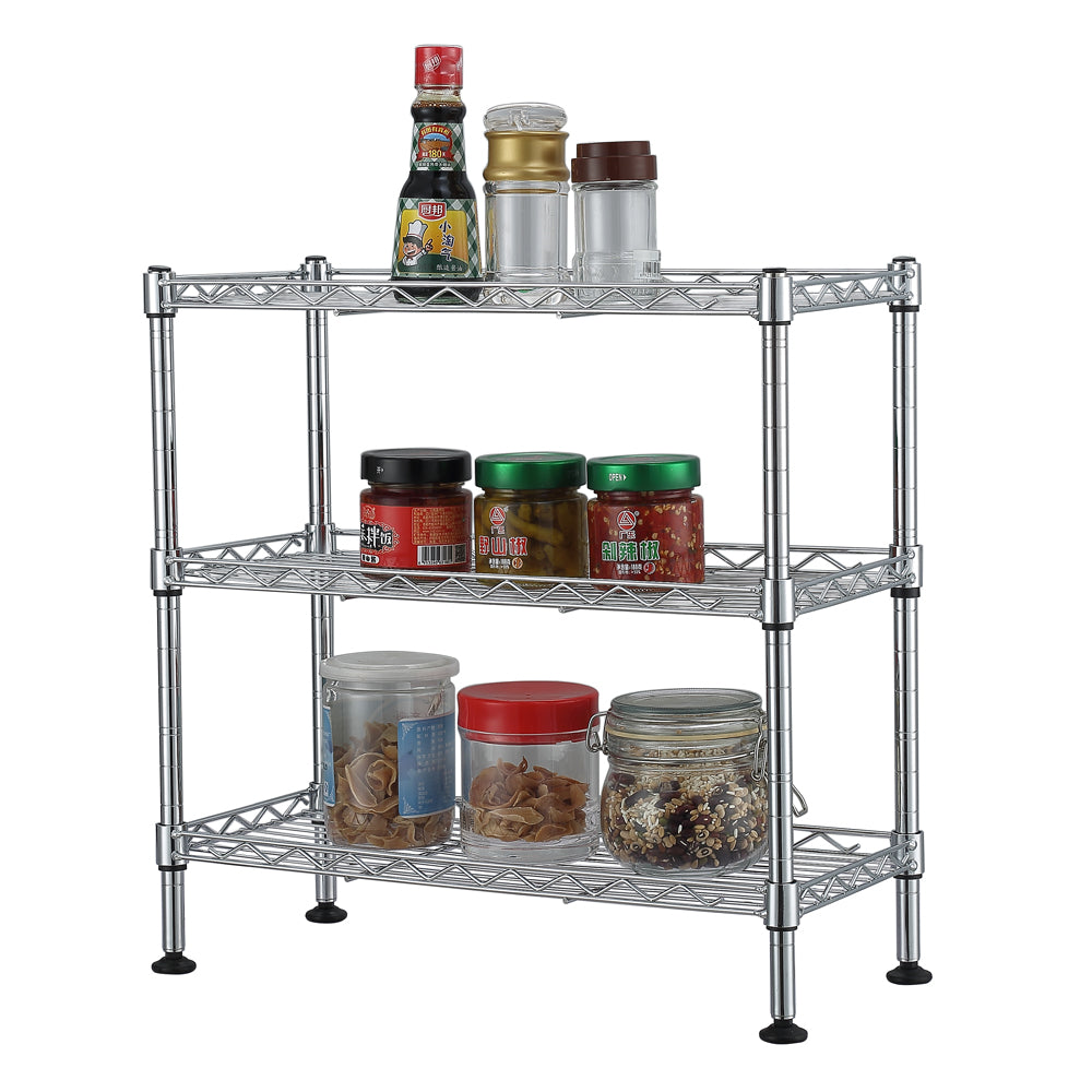 3-Tier Cabinet Organizer, Under Sink Shelf, Zinc Plated Steel, Adjustable Height, Tool-Free Assembly, Small Space Storage Rack