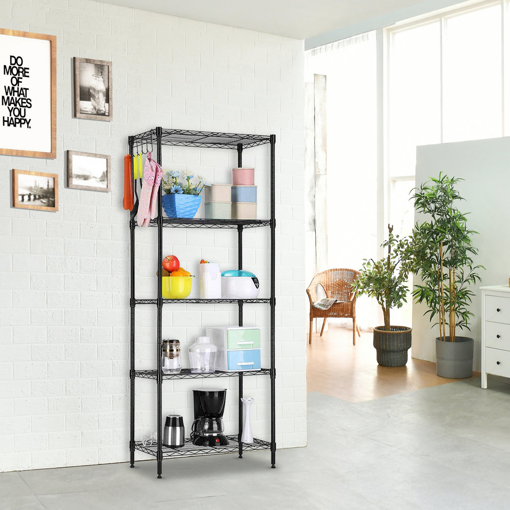 AEELLEEA-Changeable Assembly Floor Standing Carbon Steel Storage Rack, Black