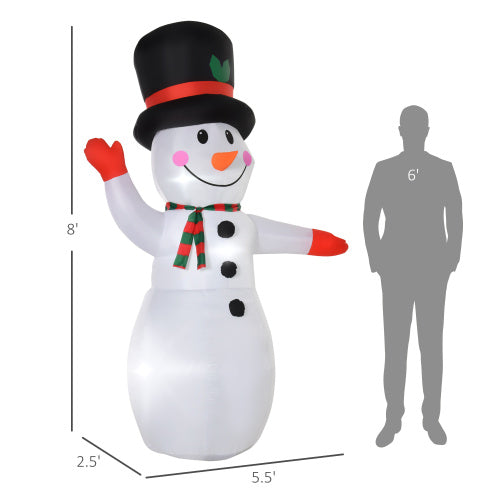 AEELLEEA 8' Inflatable Snowman Christmas Decoration with Built-In LED Lights, Outdoor Yard Holiday Decor