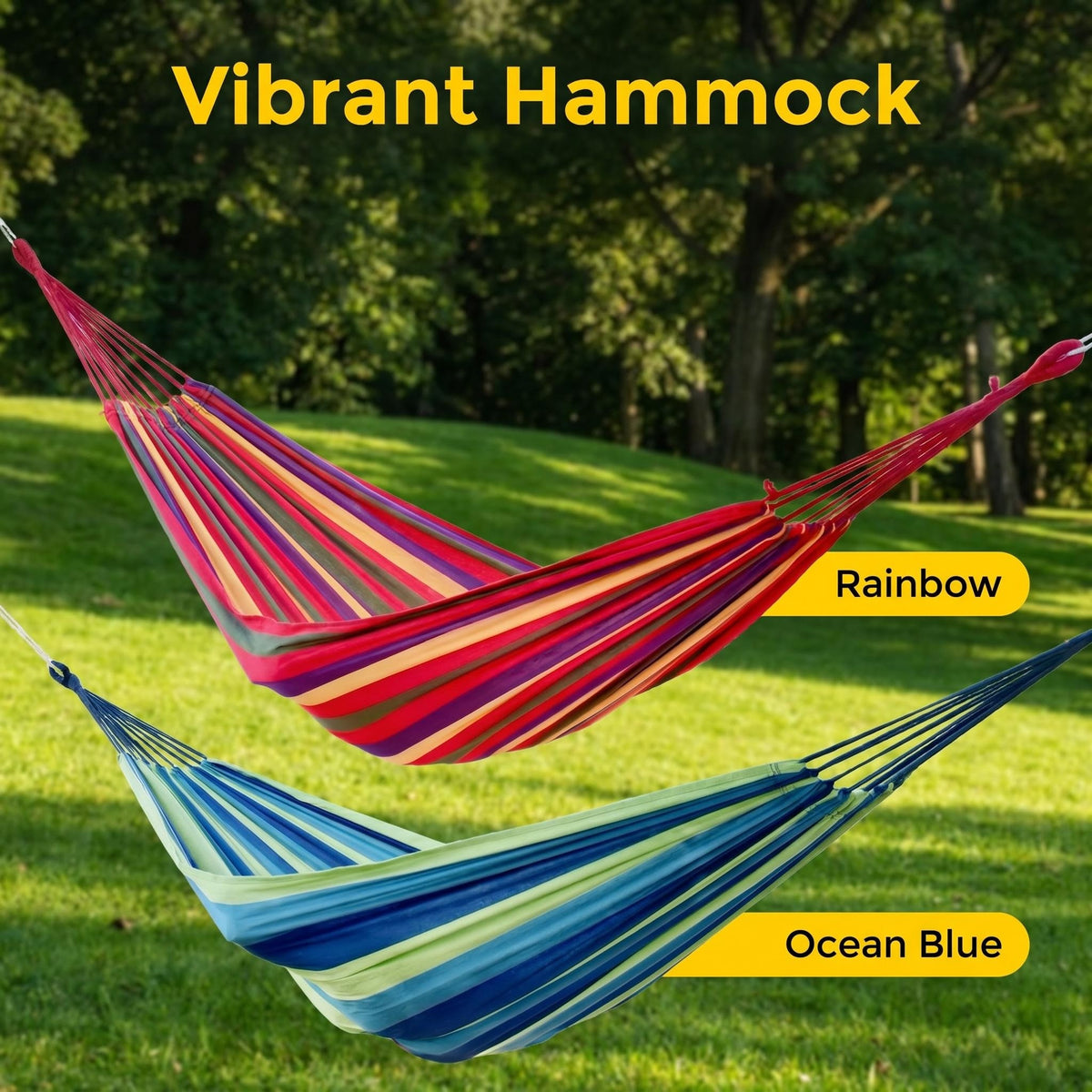 1pc Outdoor Canvas Hammock Camping Swing with Tree Ropes, Heavy Duty for Garden Patio Backyard