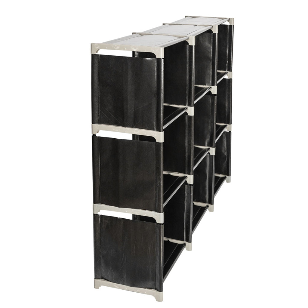 Multifunctional 3‑Tier 9‑Cube Storage Shelf, Open Storage Organizer Unit for Bedroom Bathroom Kitchen Living Room, Black