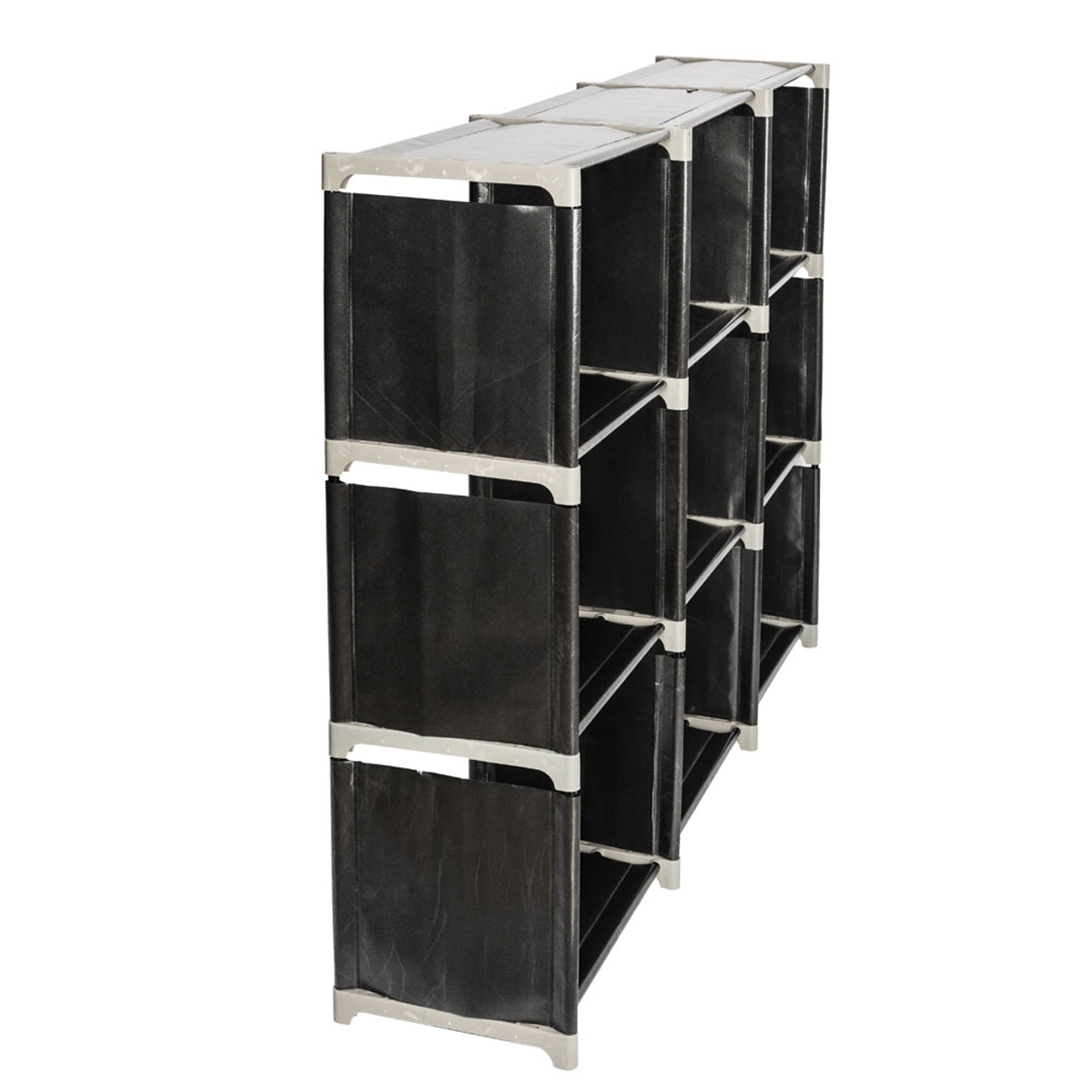 Multifunctional 3‑Tier 9‑Cube Storage Shelf, Open Storage Organizer Unit for Bedroom Bathroom Kitchen Living Room, Black