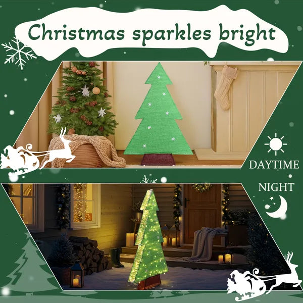 Aeelleea Pre-Lit Christmas Tree Yard Decor, 47.24 Inch Lighted Tree with 110 Warm White LED Lights, Indoor Outdoor Holiday Light Display