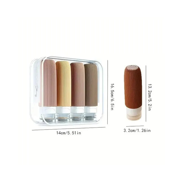 AEELLEEA 4 Pack 90ml Silicone Travel Bottles, BPA Free Refillable Squeeze Containers with Clear Storage Bag, Leak Proof Travel Toiletry Tubes for Shampoo Lotion Cosmetics