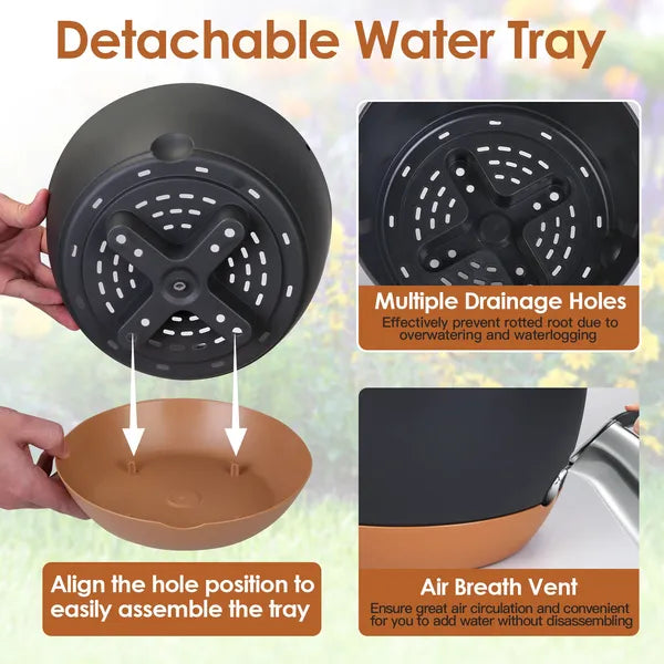 4 Pack Self-Watering Hanging Planters 9.6 Inch, Plastic Hanging Flower Pots with Removable Water Tray & Drainage Holes