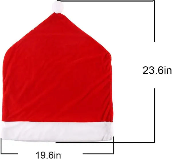 4Pcs Santa Hat Chair Back Covers, Christmas Dining Chair Slipcovers, Xmas Santa Claus Hat Chair Covers for Holiday Home Decor