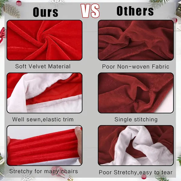 4Pcs Santa Hat Chair Back Covers, Christmas Dining Chair Slipcovers, Xmas Santa Claus Hat Chair Covers for Holiday Home Decor