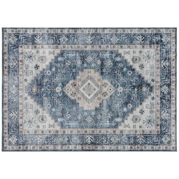 4' x 6' Flannel Faux Fur Area Rug, Non‑Slip TPR Backing Vintage Distressed Floor Carpet for Living Room Bedroom Hallway, Pet‑Friendly Machine Washable