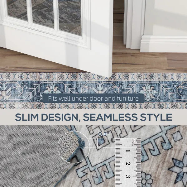 4' x 6' Flannel Faux Fur Area Rug, Non‑Slip TPR Backing Vintage Distressed Floor Carpet for Living Room Bedroom Hallway, Pet‑Friendly Machine Washable
