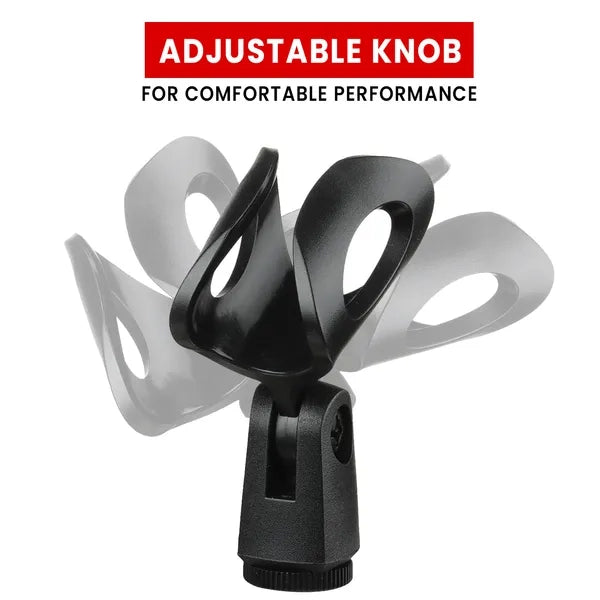 Microphone Clip Holder, Adjustable 180 Degree Rotation Mic Clip for 45‑mm Handheld Wired Wireless Microphone, Fits 5/8" to 3/8" Mic Stand