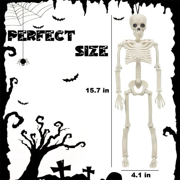 5 Pack 16" Posable Halloween Skeletons, Full Body Skeleton Props with Movable Joints for Haunted House Graveyard Decor