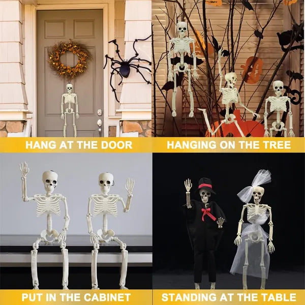 5 Pack 16" Posable Halloween Skeletons, Full Body Skeleton Props with Movable Joints for Haunted House Graveyard Decor