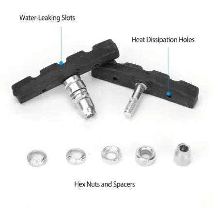 5 Pairs 70mm Bike V-Brake Pads, Bicycle Brake Blocks with Hex Nuts & Spacers for Road & Mountain Bikes