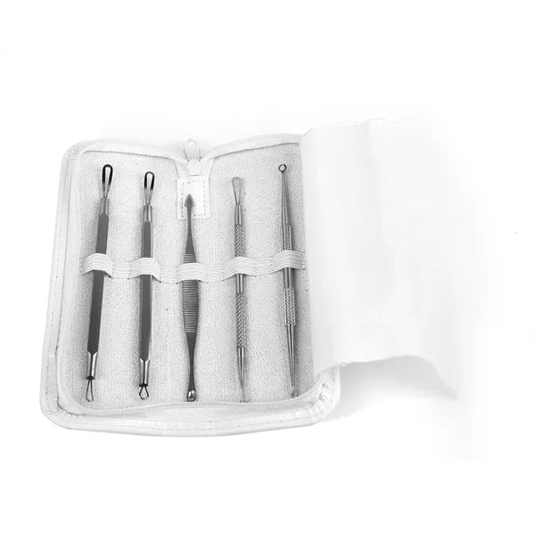 Aeelleea 5 Pcs Blackhead Remover Kit, Stainless Steel Pimple Comedone Extractor Tool Set for Face Nose