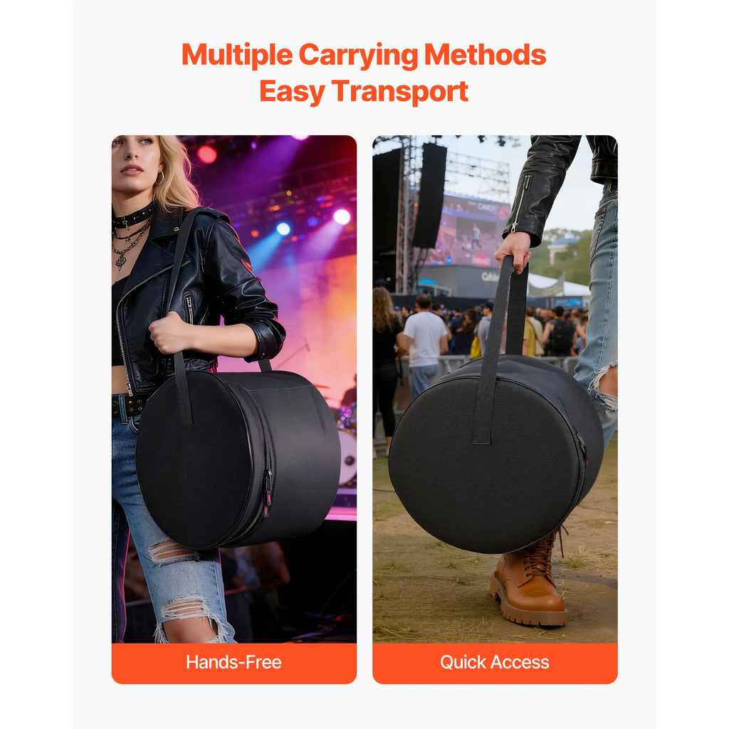 5-Piece Drum Bag Set with 600D Padded Protection, Fits 22" Bass Drum, 12"/13"/16" Tom & 14" Snare Drum Cases for Travel and Storage