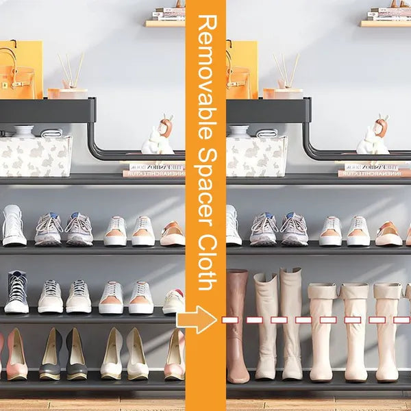 5 Tier Freestanding Shoe Rack, Metal Shoe Storage Organizer, Holds 16-20 Pairs, Space Saving Shelf for Entryway Hallway Bedroom