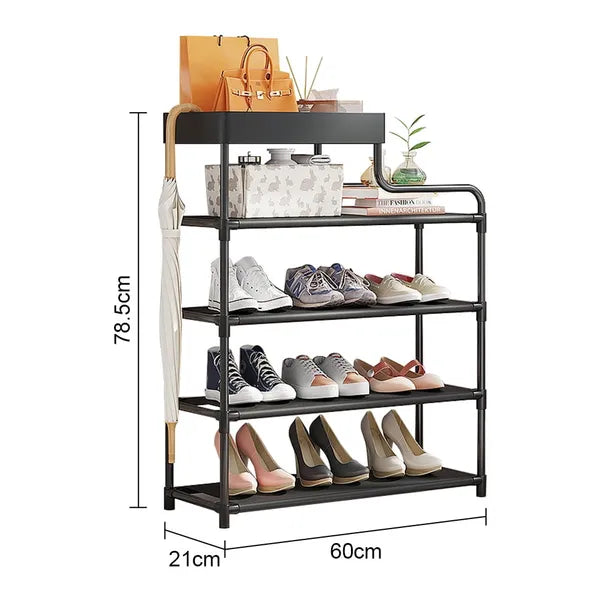 5 Tier Freestanding Shoe Rack, Metal Shoe Storage Organizer, Holds 16-20 Pairs, Space Saving Shelf for Entryway Hallway Bedroom