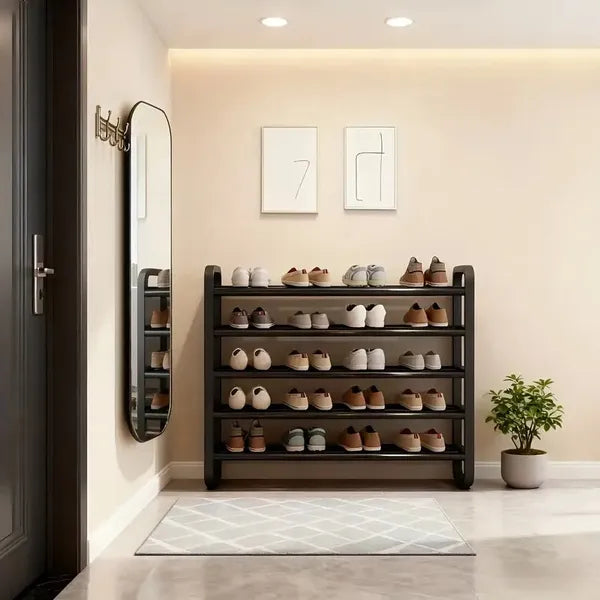 5-Tier Shoe Rack Organizer, Wide Metal Shoe Storage Shelf for Entryway, Closet & Bedroom, Black