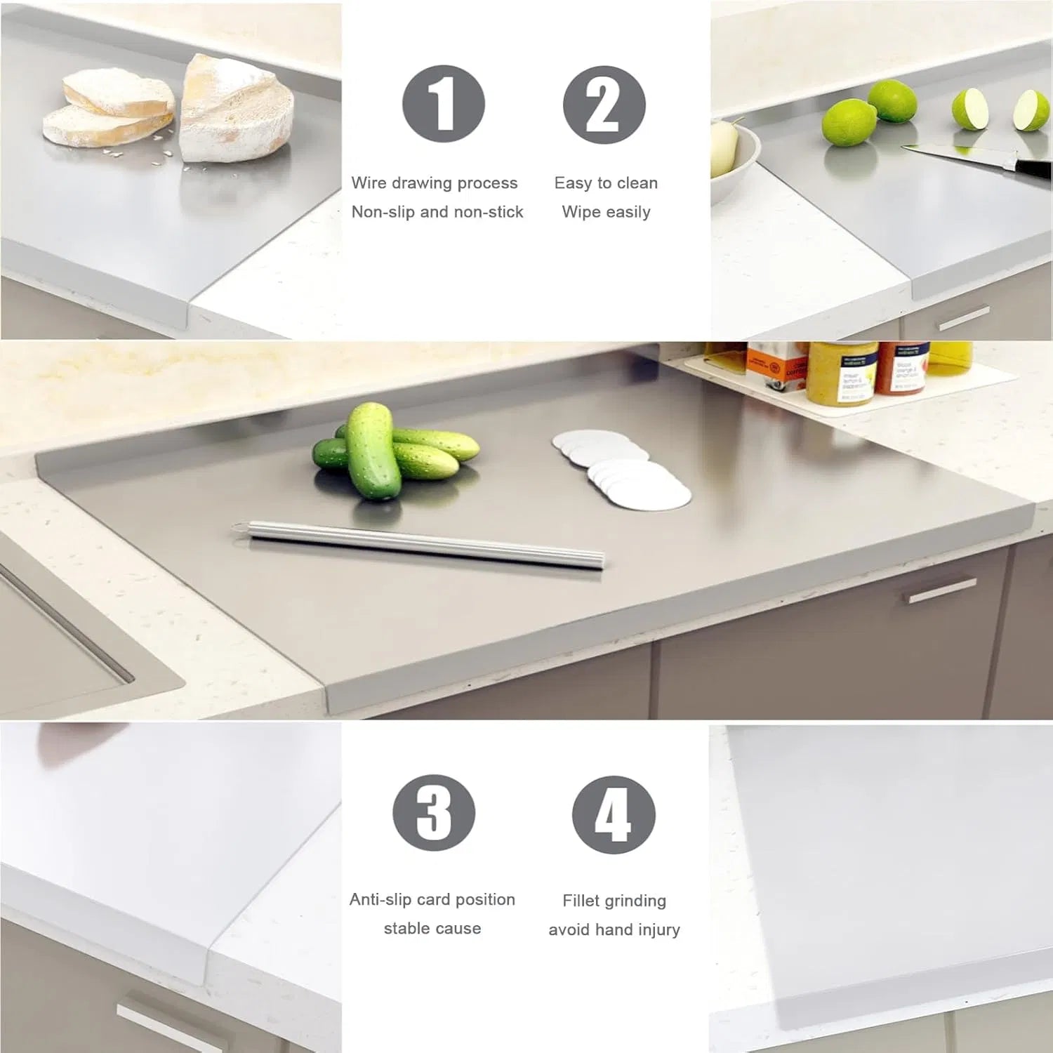 Stainless Steel Z-Shaped Countertop Cutting & Pastry Board